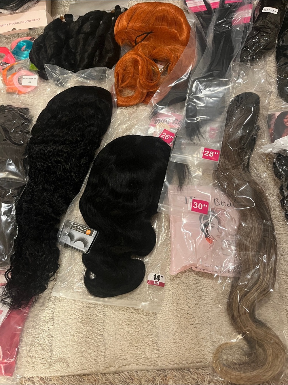 NWT Huge Assorted Real Human Hair Wigs & Extensions few synthetic pieces Bundle - Picture 6 of 15